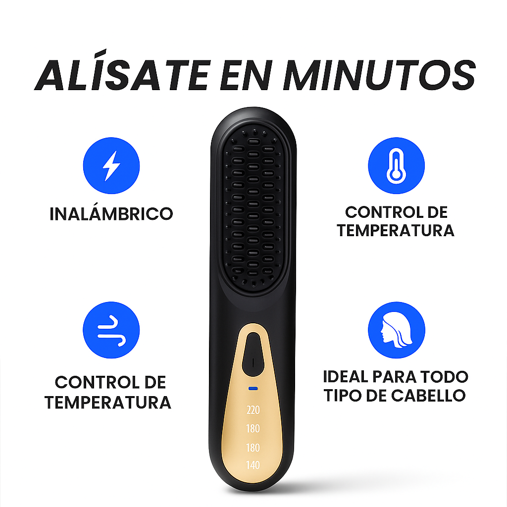 Cepillo Alisador Inalámbrico Recargable